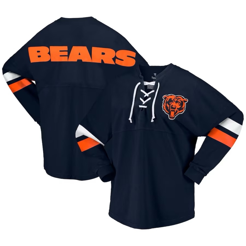 Chicago Bears Fanatics Branded Women's Spirit Jersey Lace-Up V-Neck Long Sleeve